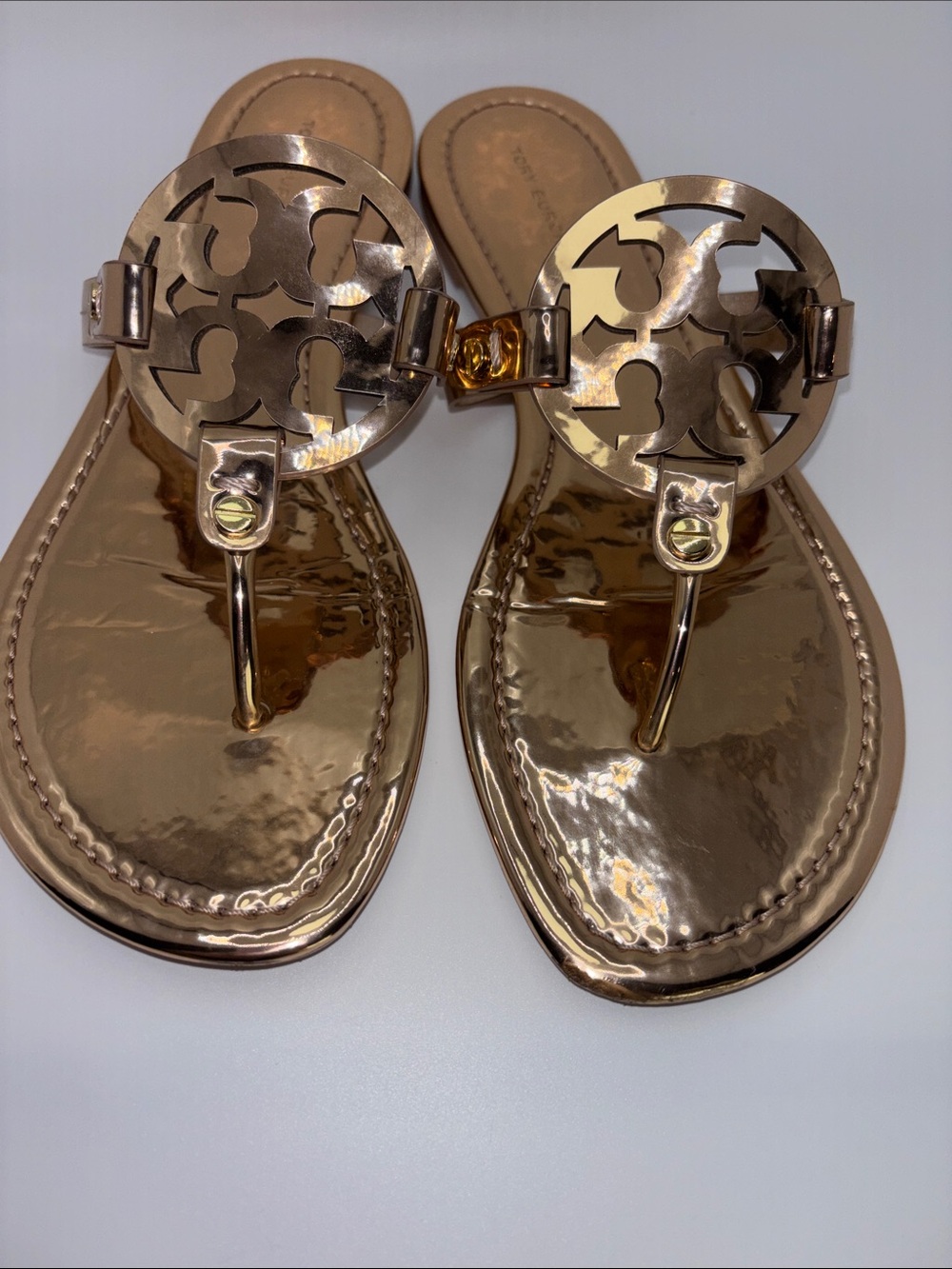 Tory Burch Metallic Rose Gold Metallic Miller Thong Sandals - Picture 4 of 11